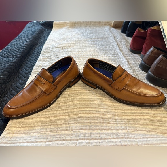 Vince Camuto VY-Layton Cognac Brown Leather Penny Loafers Men’s 8.5M Dress Shoes - Picture 8 of 9